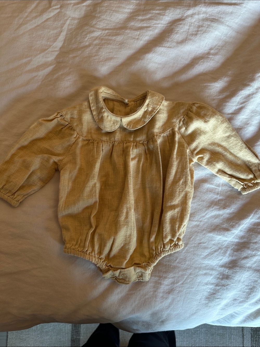 Oeuf Mustard Yellow Peter Pan Collar Baby Onesie